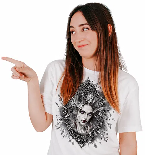 Vampir - Vampirin/Vamp im Spiegel Gothic T-Shirt - Bild