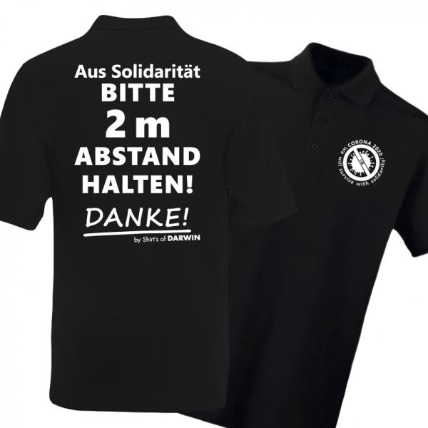 Coronavirus Poloshirt Bitte 2 Meter Abstand - schwarz - Bild