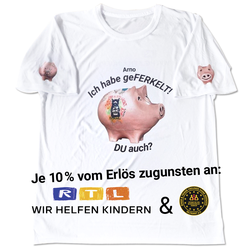 Spenden RTL Wir helfen Kinder & BTOfG Ferkelchen-Spenden-Shirt - Bild